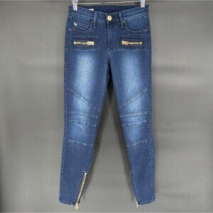 True Religion Women's Halle Mid Rise Super Skinny Jeans 26 Dark Wash USA